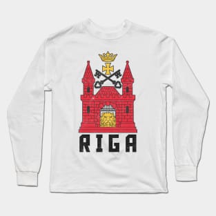 Riga, Latvia - Vintage Faded Style Design Long Sleeve T-Shirt